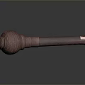 Wooden Household Item With Round Head Long Handle And Textured Surface