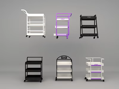 Multi Colored Mobile Trolleys With Shelves And Wheels For Various Uses 3d model