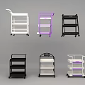 Multi Colored Mobile Trolleys With Shelves And Wheels For Various Uses 3d model