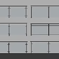 Modern Glass Railing Systems with Metal Frames and Transparent Panel Designs 3d model