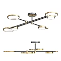Modern Multi Ring Ceiling Light With Metal Frame And Gold Black Finish 3d model