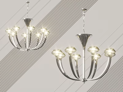 Modern Chandelier With Silver Metal Frame And Multiple Illuminated Lights For Interior Decoration 3d model