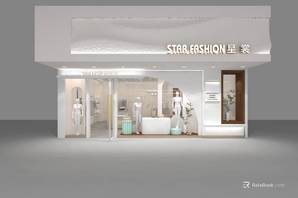 STAR FASHION Retail Store With Window Display Mannequins And Modern Interior 3d model 