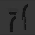 Black Curved Architectural Components With Multiple Arched Designs And Smooth Surfaces