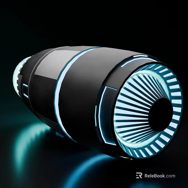 Advanced Futuristic Spacecraft Propulsion Engine With Blue Glowing Circular Structure 3d model 