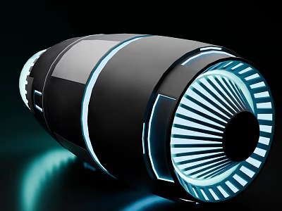 Advanced Futuristic Spacecraft Propulsion Engine With Blue Glowing Circular Structure 3d model
