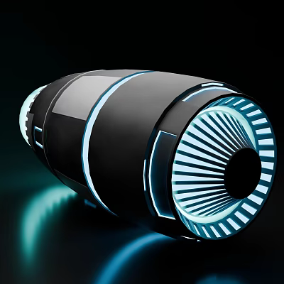 Advanced Futuristic Spacecraft Propulsion Engine With Blue Glowing Circular Structure 3d model