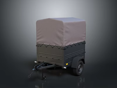 Utility Trailer With Canvas Cover And Steel Frame For Cargo Transport Use 3d model