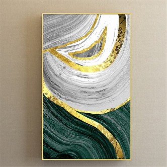 Modern abstract painting gold and silver study abstract color block decorative painting 3d model