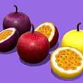 Fresh Passion Fruits Whole And Halved Purple Red Yellow With Seeds On Purple Background