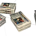 Multiple Stacks of Newspapers Featuring Headlines Photos and Text on White Background