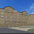 Multi Story Residential Building With Beige Exterior Arched Windows And Spacious Balconies