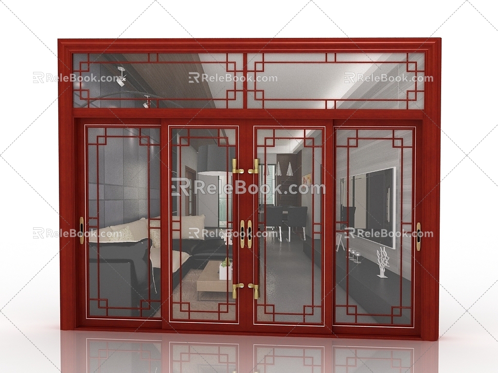 Jianou solid wood door interior door door 3d model