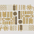 Golden Wall Decor With Woven Patterns Knotted Designs And Grid Textures 3d model