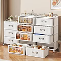 White Multi Layered Storage Cabinets With Transparent Doors And Drawers For Home Organization