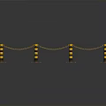 Yellow Black Construction Bollards Connected With Chains For Safety Barriers In Building Sites