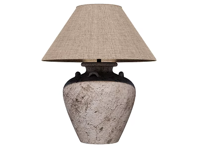 Vintage Table Lamp with Beige Fabric Shade and Crackled Ceramic Base Design for Home Decor 3d model