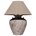 Vintage Table Lamp with Beige Fabric Shade and Crackled Ceramic Base Design for Home Decor