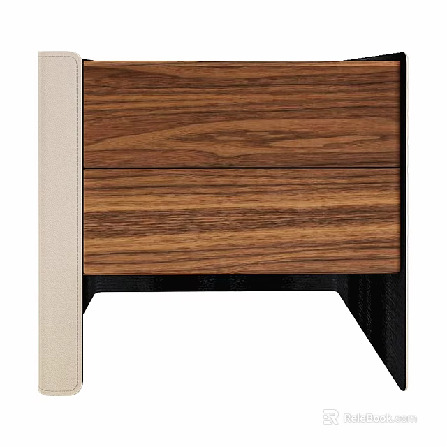 Modern Bedside Table Design With Wooden Drawer Black Legs And White Panel 3d model 