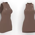 Stylish Brown Sleeveless High Neck Fitted Dress For Modern Women