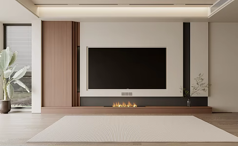 Living room TV background wall 3d model