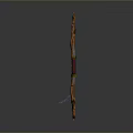 Fantasy Style Curved Bow Weapon With Decorative Red Green Gemstone Accents