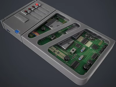 Industrial Equipment With Control Panel Circuit Board Electronic Components Buttons And Indicator Lights 3d model