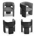 Modern Dining Table Set With Marble Tabletop And Black Upholstered Chairs 3d model