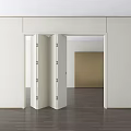 Modern Home Interior Design With White Folding Door And Wooden Floor Space