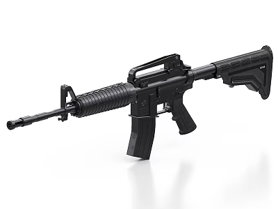 High Quality Black Tactical Assault Rifle With Magazine Barrel Grip And Stock 3d model