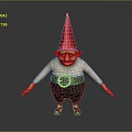 Cute Gnome Character With Red Pointed Hat White Shirt Black Pants On Gray Background