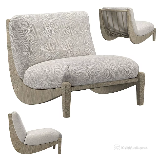 Stylish Modern Single Sofa With Soft Fabric Cushion And Wooden Frame Design 3d model 