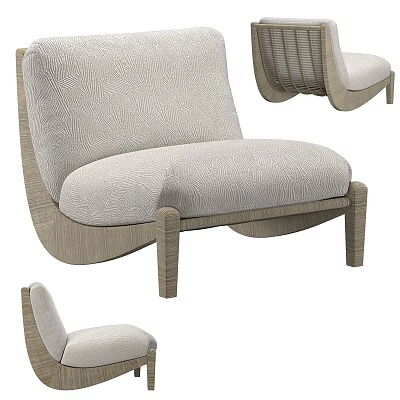 Stylish Modern Single Sofa With Soft Fabric Cushion And Wooden Frame Design 3d model