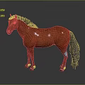 Chestnut Horse 3D Model With Black Mane Blue Eyes And Blue Leg Markings