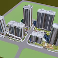 Modern High Rise Residential Complex With Green Areas And Road Network Design