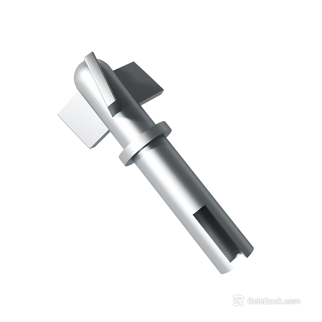 Silver Metal Mechanical Component With Cylindrical Body And Flat End Features 3d model 
