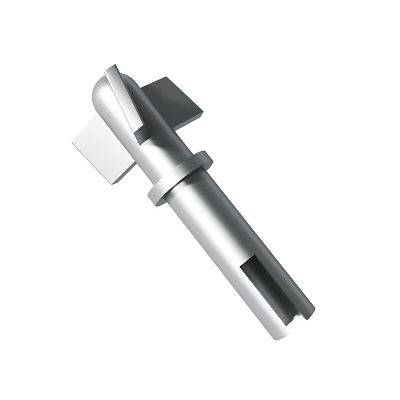 Silver Metal Mechanical Component With Cylindrical Body And Flat End Features 3d model