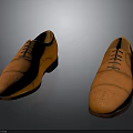 Orange Leather Lace Up Brogue Shoes With Perforated Details And Brown Sole