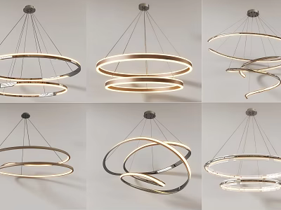 Stylish Modern Circular Chandelier Designs With Multiple Rings And Metal Frames 3d model