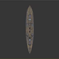 Vintage Warship Water Transport With Two Masts Multiple Funnels And Red Bottom Hull Design
