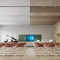 Book Art Classroom Interior With Piano Green Board And Red Chairs