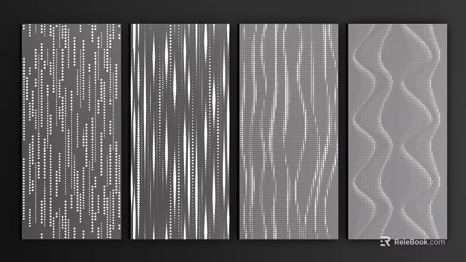 Abstract Grey Background With White Lines And Dot Decorative Textures 3d model 