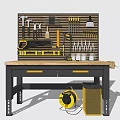 Modern tool table hardware tool wall tool counter combination woodworking carpenter tool table console logging chainsaw motor tool combination 3d model