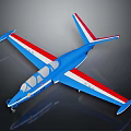Blue White Red Striped Airplane Featuring Cockpit Windows And Stylish Wings Tail