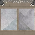 Modern Square Carpet Geometric Stripe Fabric Carpet 3d model