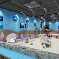 Ocean Theme Playground With Blue Walls Marine Life Decorations Slides And Sand Elements