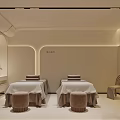 Modern SPA Sauna Interior With Comfortable Massage Beds And Soft Lighting 3d model