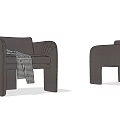 Gray Single Seater Sofa with Black White Plaid Blanket and Matching Ottoman in Modern Minimalist Space