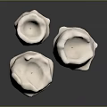 Three White Candles With Melted Wax For Home Furniture Decoration
