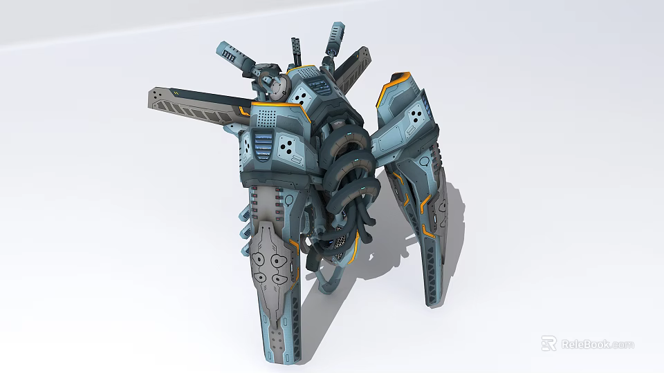 Smart Machine Featuring Mechanical Legs Multiple Joints And Futuristic Weapon Systems Design 3d model 